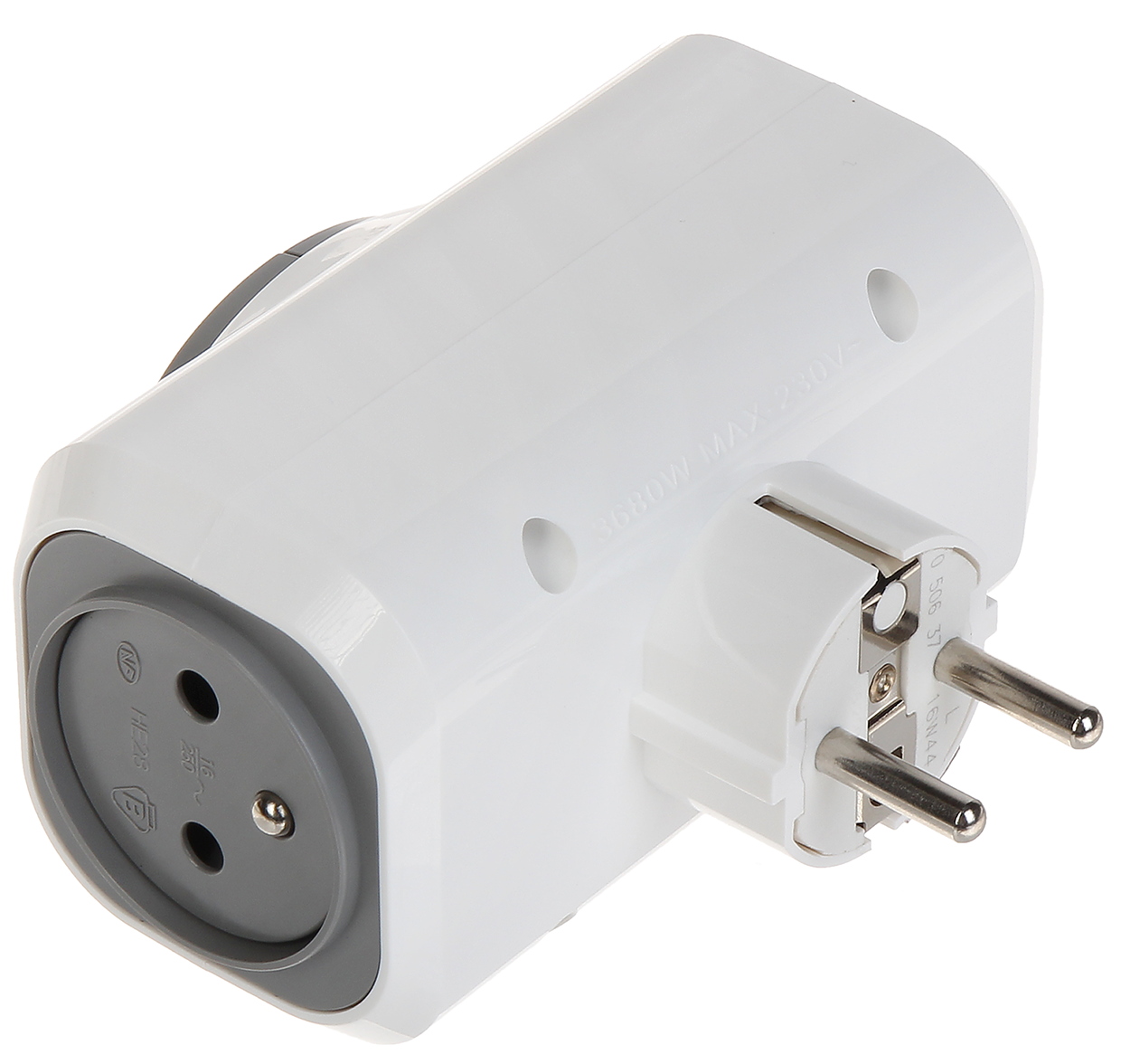 050665 Разклонител щепсел, 2P+E, немски стандарт, с лесно изваждане, двоен, Бял/Сив, Legrand