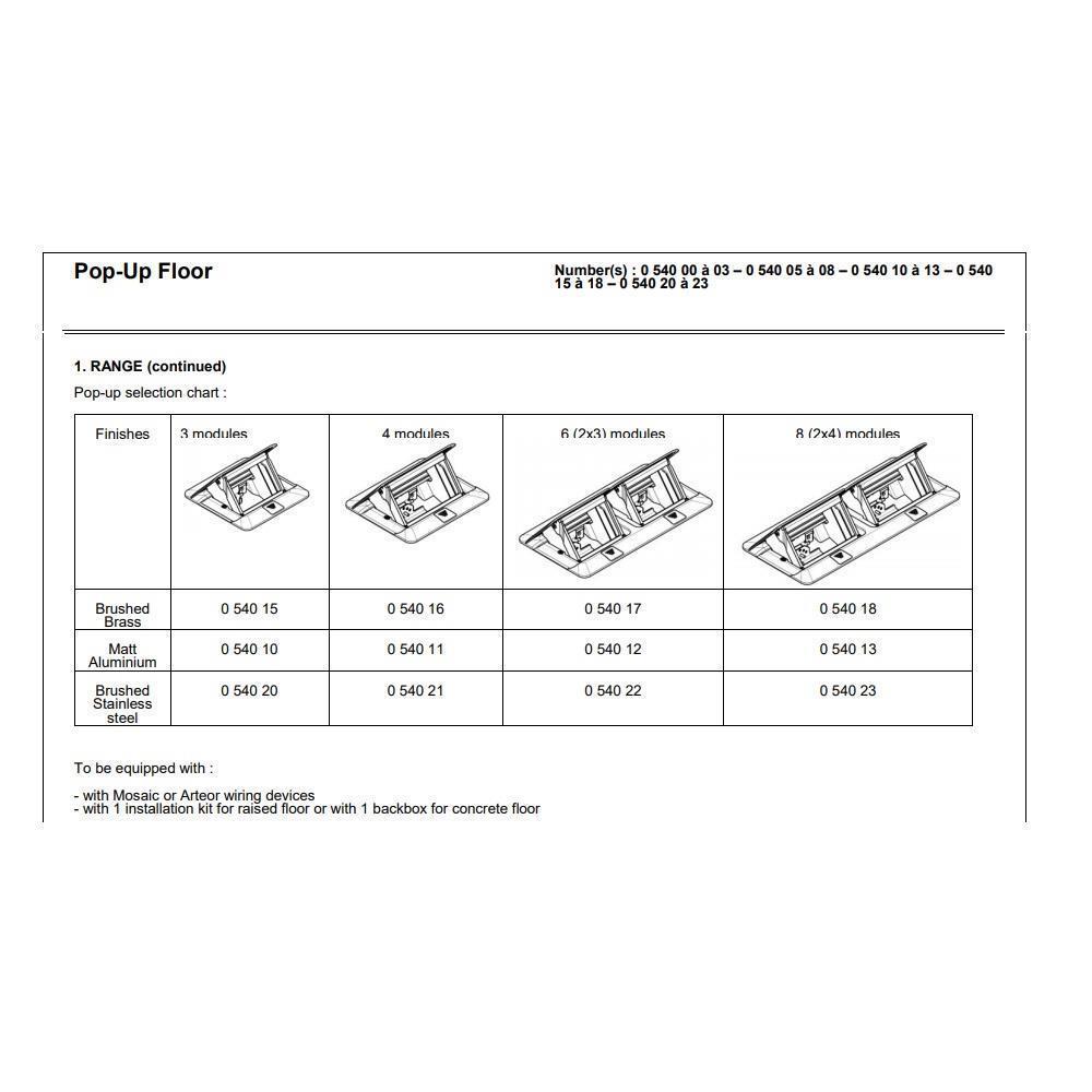 054013  Legrand Подова кутия 8М POP UP 2x4M  Алуминий мат_small