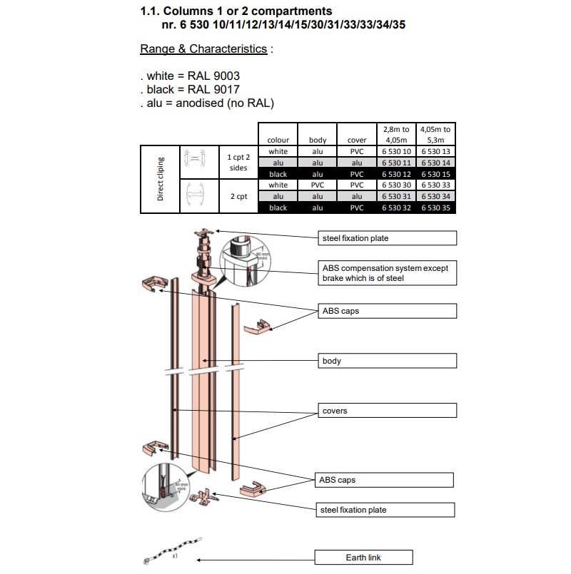 653013 Snap-on колона с 1 отделение, 2 страни, височина 3,92м, бял , Legrand_small