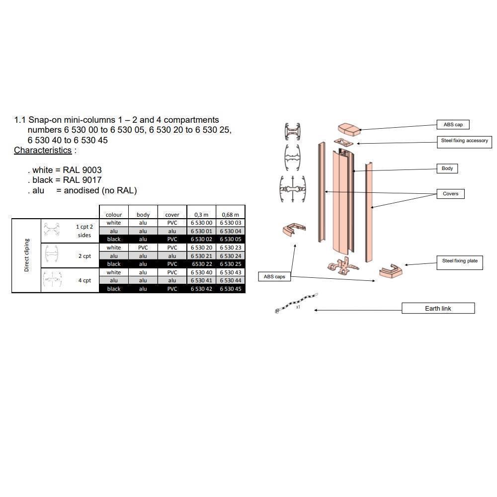 653043 Snap-on мини колона с 4 отделение, височина 0,68м, бял , Legrand_small