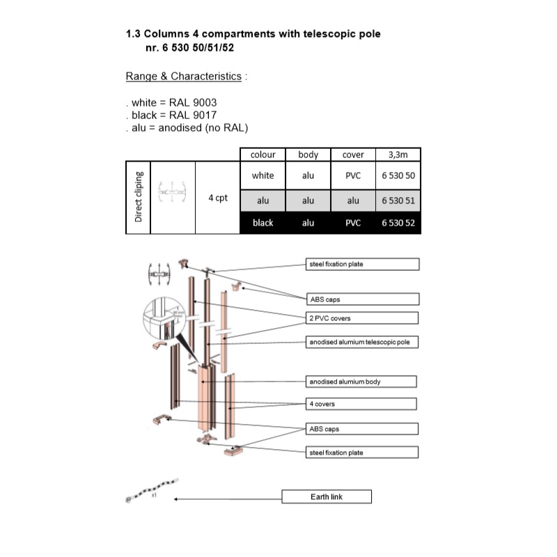 653050 Snap-on колона с 4 отделения, височина 3.30м, бял , Legrand_small