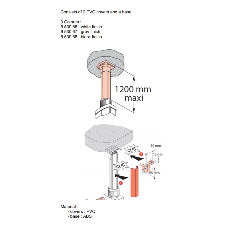 653067 Комплект за телескопични стълб колони с 1 или 2 отделения, 2 PVC капака  сива основа, Legrand_small