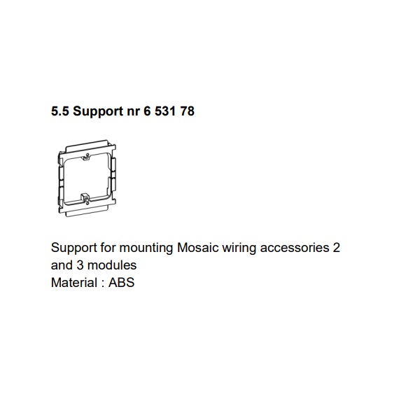 653178 Поддържащ адаптер за Mosaic аксесоари за окабеляване на унив. колони за 2 и 3 модула, Legrand_small