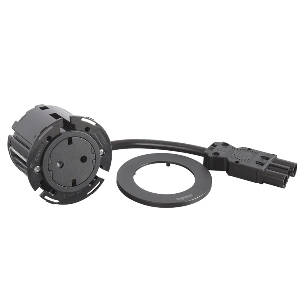 654726F Контакт за вгражд. Ø60мм, 1xSchuko, кабел, черен, Incara Disq, Legrand_small
