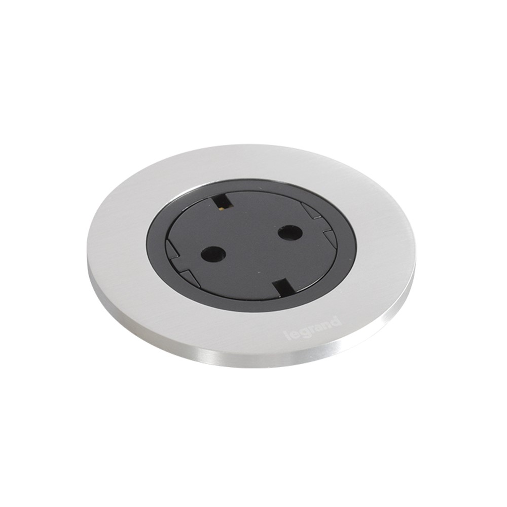 654727F Контакт за вгражд. Ø60мм, 1xSchuko, кабел, метал/черно, Incara Disq, Legrand