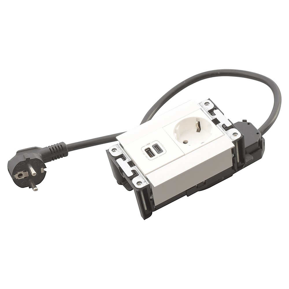 654779 Модули за вграждане, оборудвани със 1xSchuko, USBA+C, кабел, бяла, Incara Multilink, Legrand_small