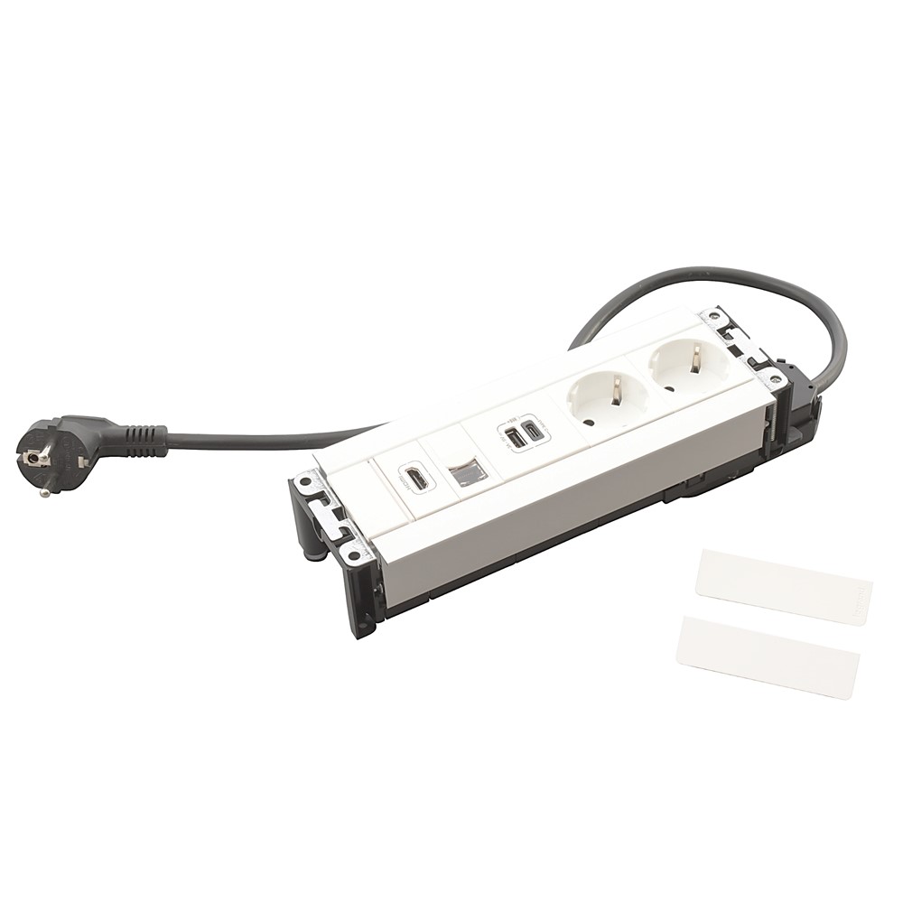 654781 Модули за вграждане със 2xSchuko, USBA+C, HDMI, RJ45, кабел, бяла, Incara Multilink, Legrand_small