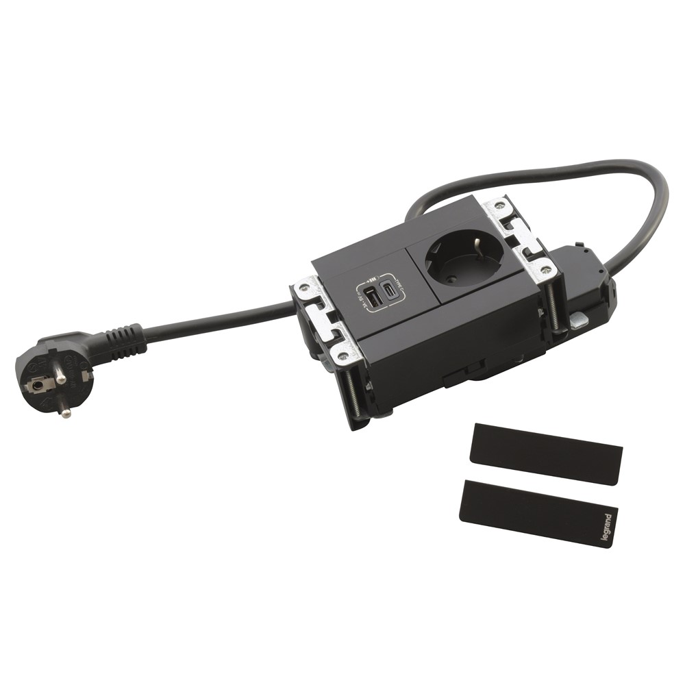 654785 Модули за вграждане, оборудвани със 1xSchuko, USBA+C, кабел, черна, Incara Multilink, Legrand_small