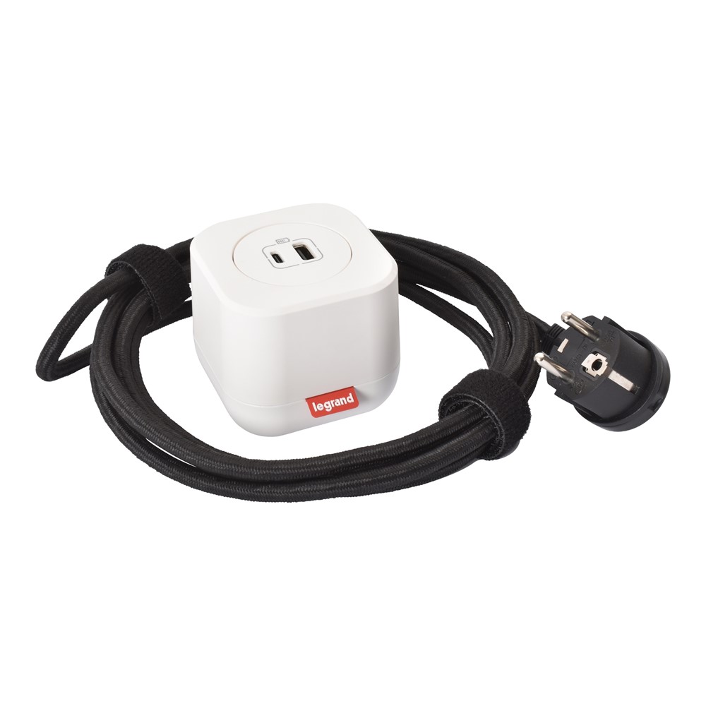 654922 Розетка USBA+C, с рамка, 2,5 м кабел, бял, Incara Electr'On, Legrand_small