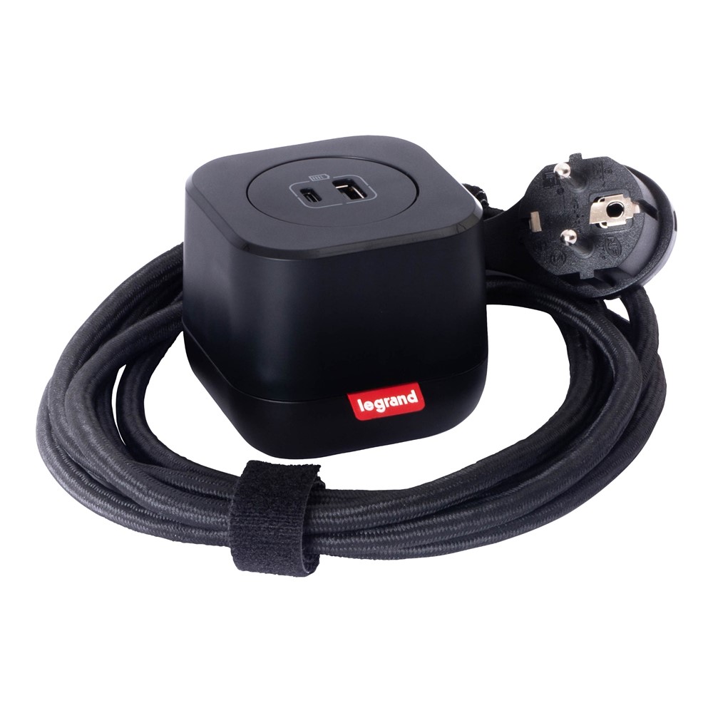 654923 Розетка USBA+C, с рамка, 2,5 м кабел, черен, Incara Electr'On, Legrand_small