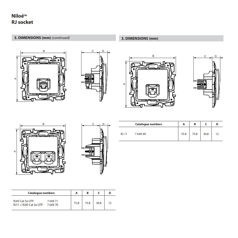 764670 Legrand Розетка RJ11+RJ45 UTP cat. 5 Niloe Крем_small