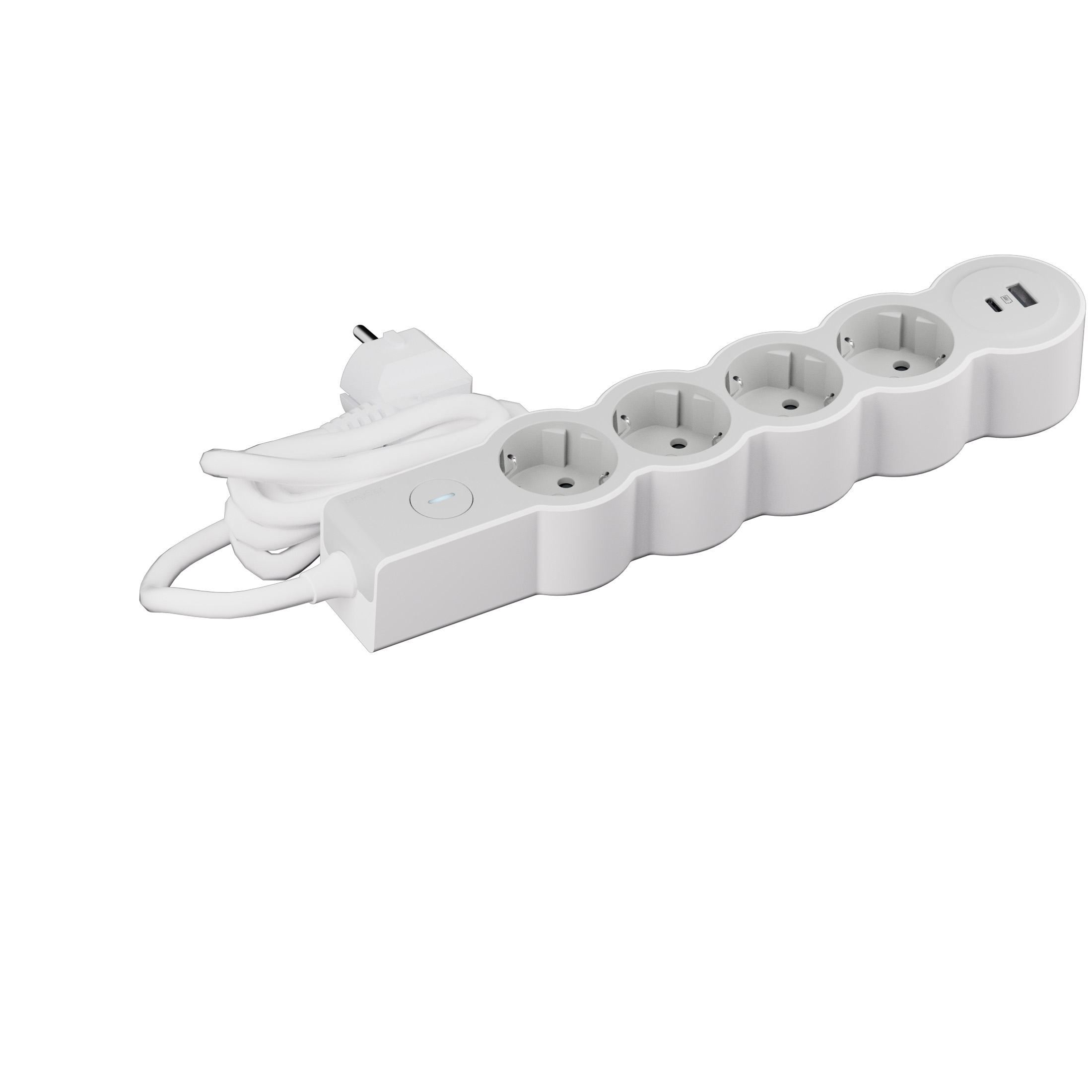 694426 Разклонител шуко 4X2P+E, USB A+C, защита, кабел 1,5 м, бял/сив, Legrand_small
