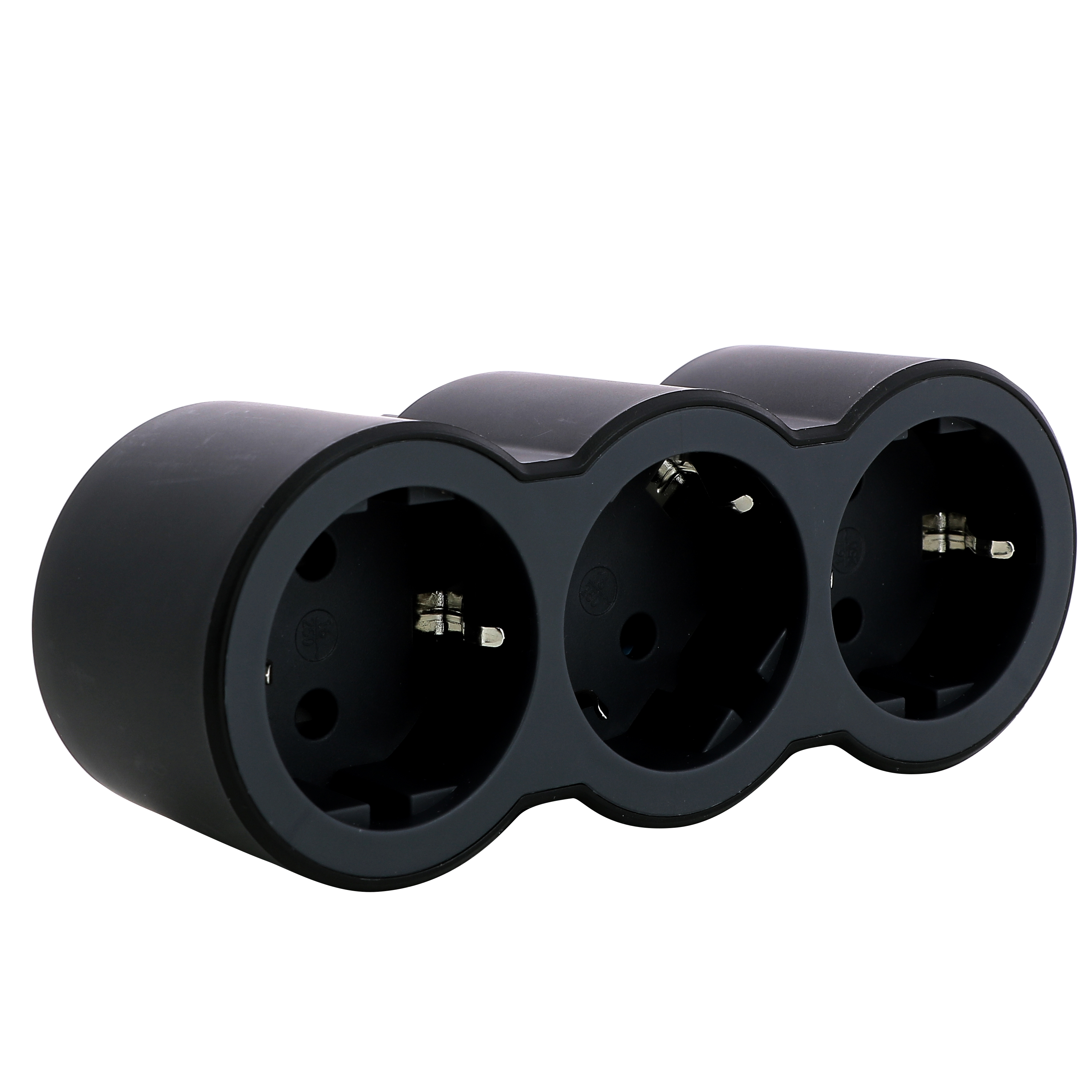 694519 Legrand Адаптер STD, шуко, 2P+E, 16A, 3 фронтални гнезда, черно/сиво_small