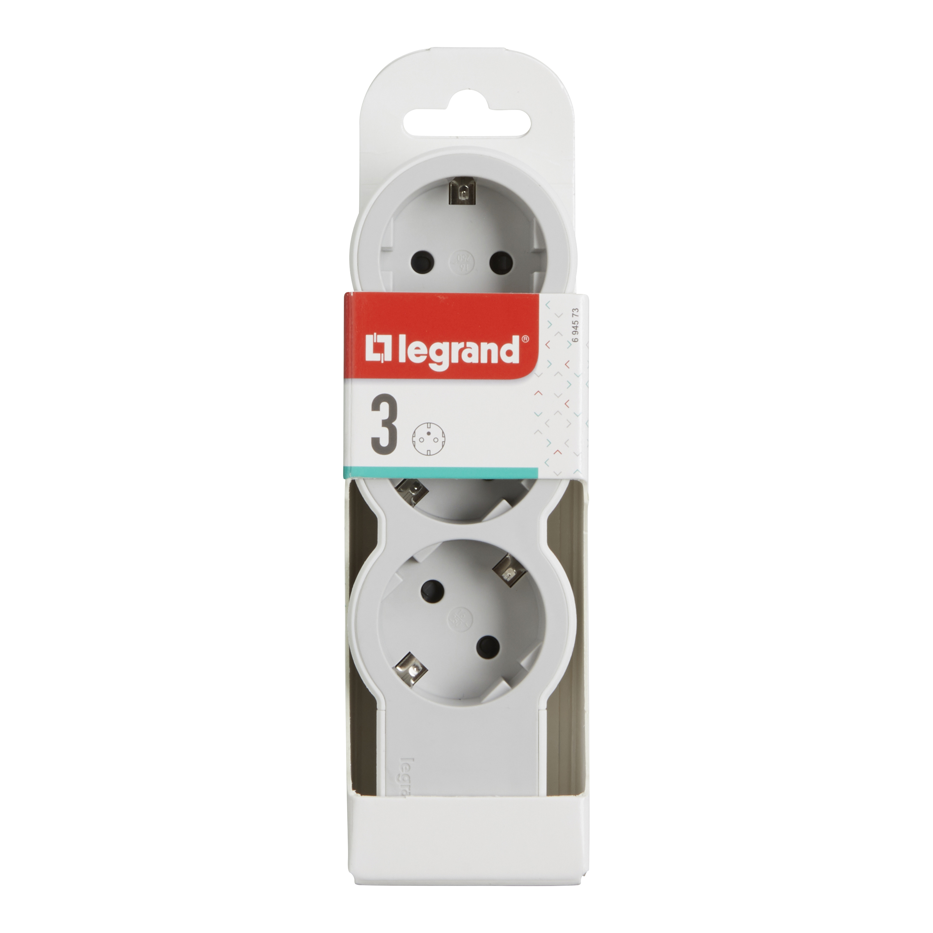 694573 Legrand Разклонител STD, шуко, 3X2P+E, без кабел бяло/сиво_small