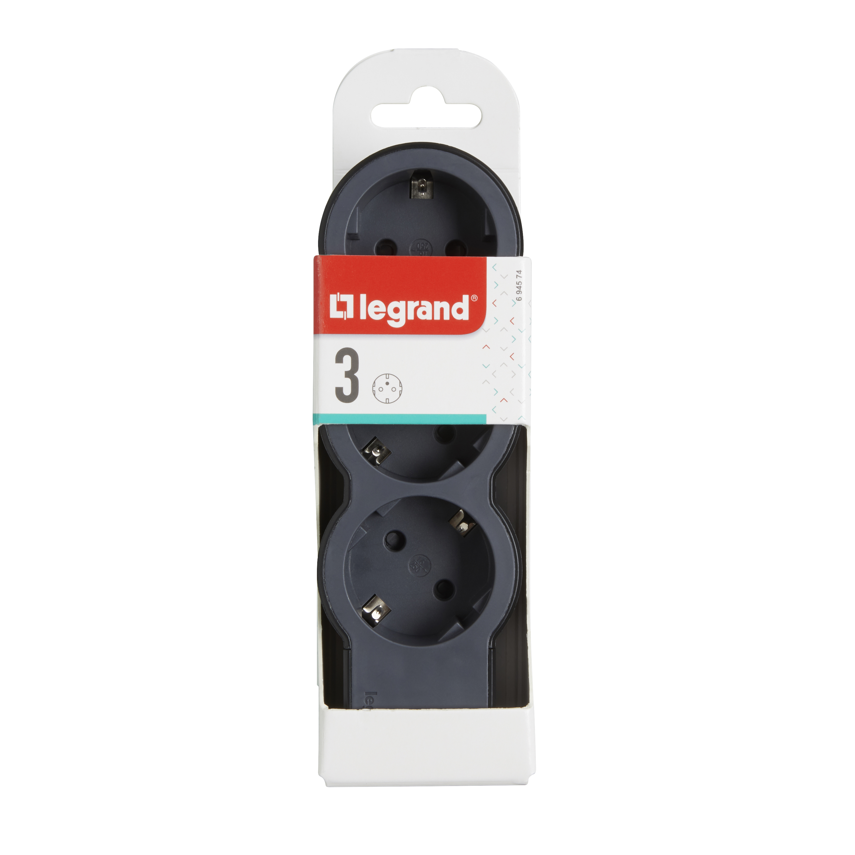694574 Legrand Разклонител STD, шуко, 3X2P+E, без кабел черно/сиво_small