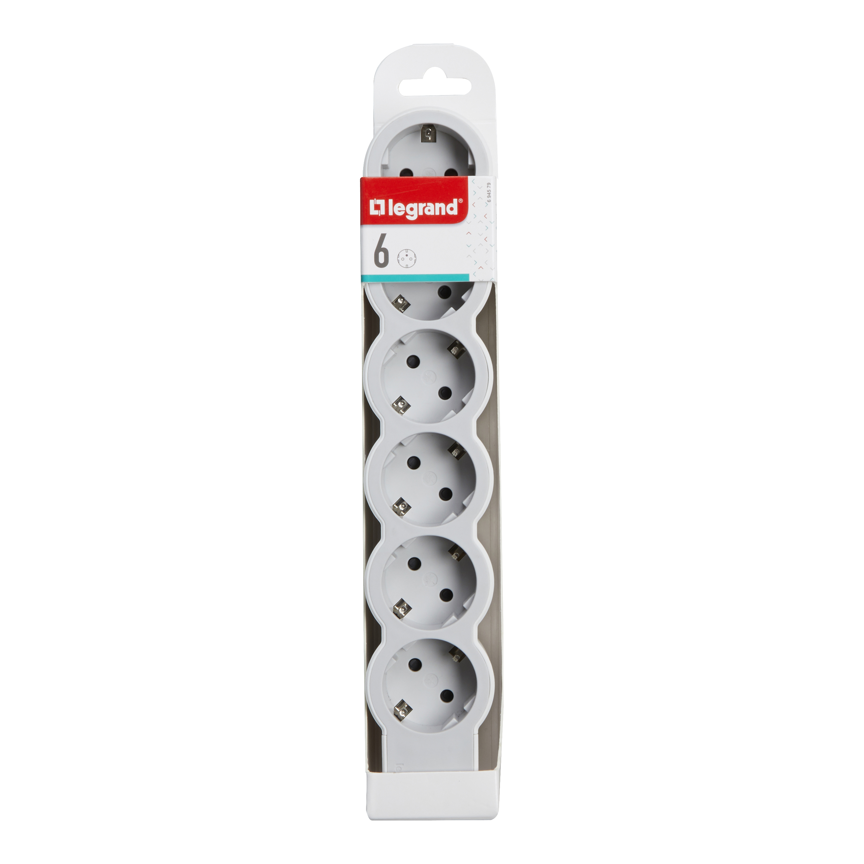 694579 Legrand Разклонител STD, шуко, 6X2P+E, без кабел бяло/сиво_small