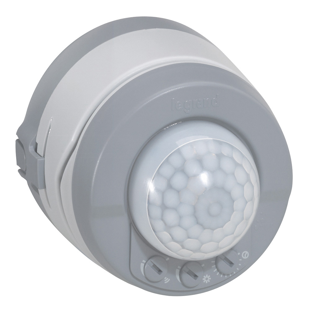 069740 Детектор за движение Plexo New, IP55 IK04, с неутрала, 3-проводен, ОМ, сив, Legrand