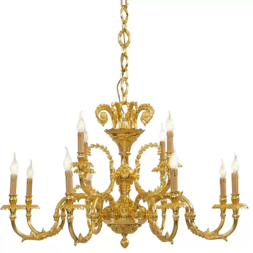 720/8+4/006 GOLD PLATED FINISH CHANDELIER 12xMAX 42W E14 Possoni