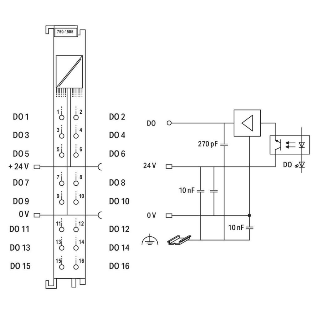 750-1505 16-канален цифров изход; 24 VDC; 0,5 A; Комутиране по нула Wago_small