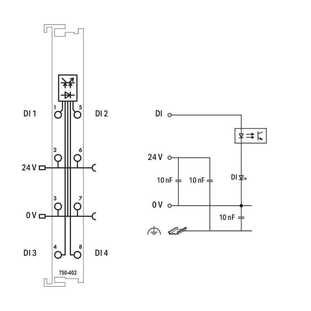 750-402 4-канален цифров вход; 24 VDC; 3 ms Wago_small