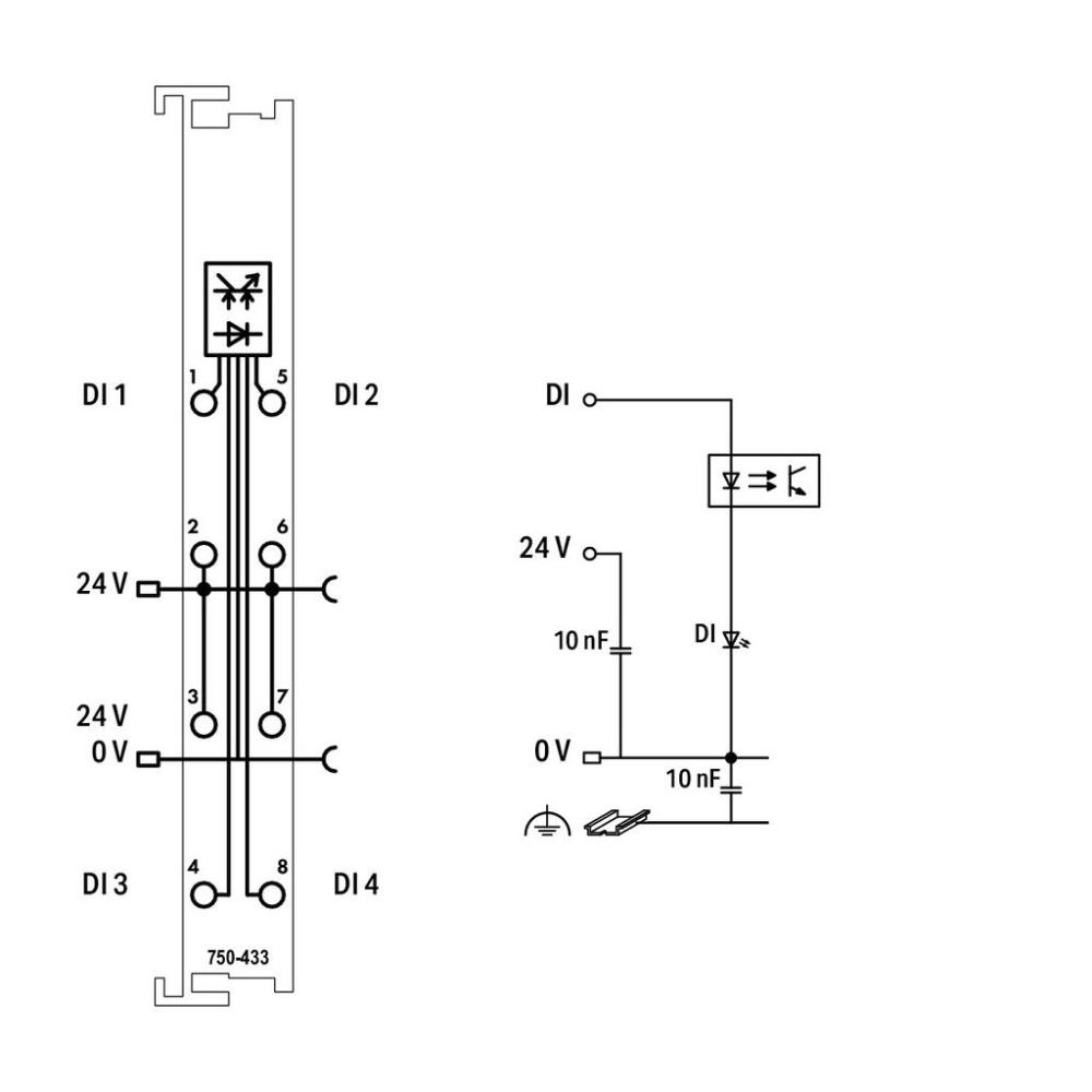 750-433 4-канален цифров вход; 24 VDC; 0,2 ms; 2-проводна връзка Wago_small