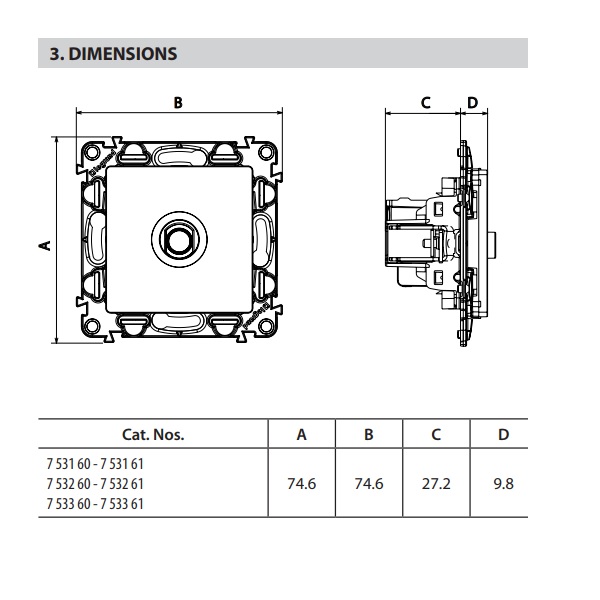 753260 Legrand Мъжка ТВ розетка-крайна от серия (10 dB) без рамка Valena life крем_small