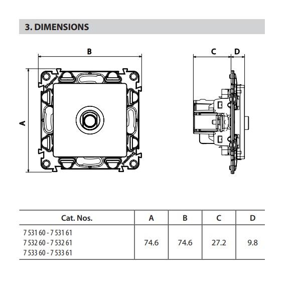 753261 Legrand Мъжка ТВ розетка-преходна от серия (14 dB) без рамка Valena life крем_small