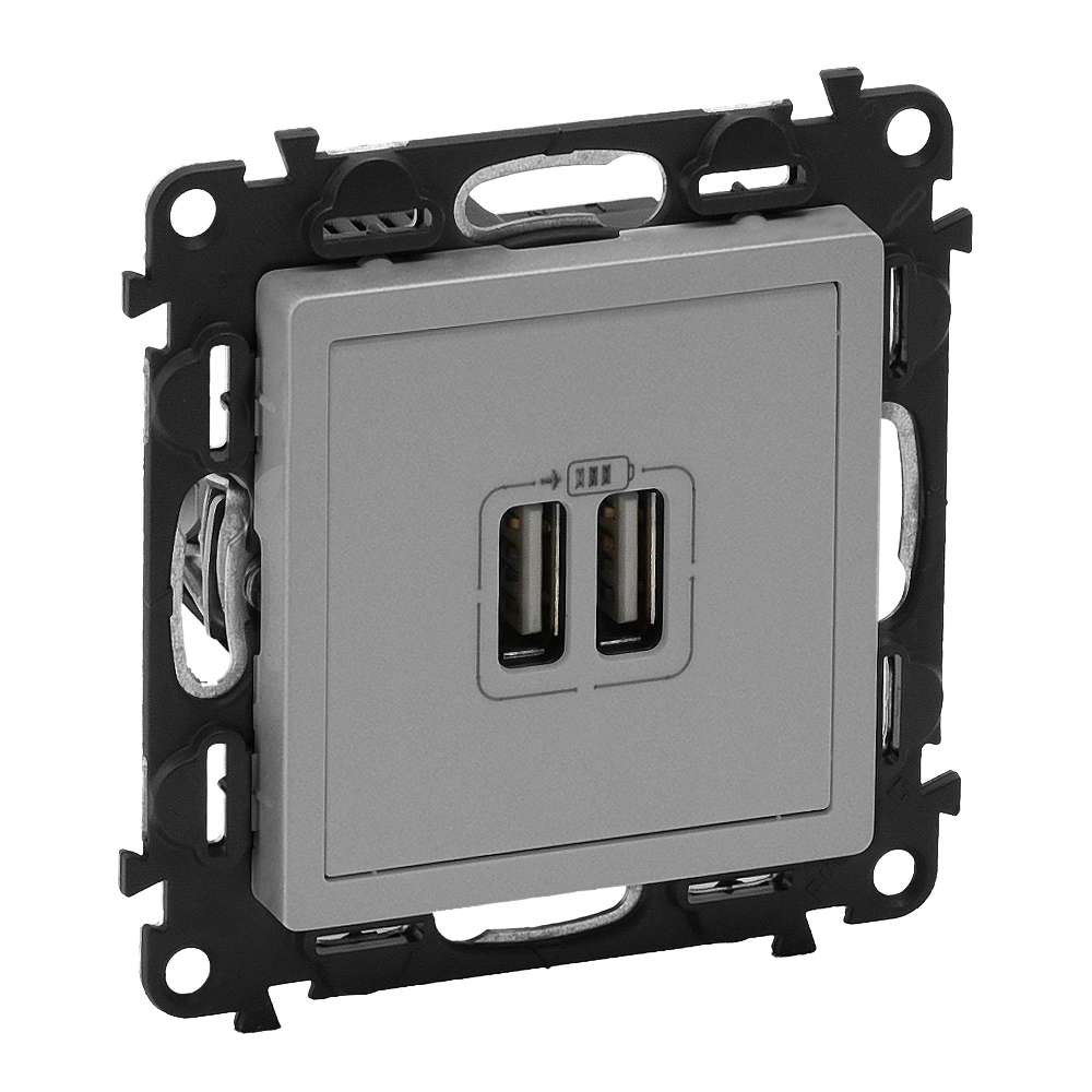 753312 Legrand Двоен контакт USB 5 V 1500 mA без рамка Valena life алуминий