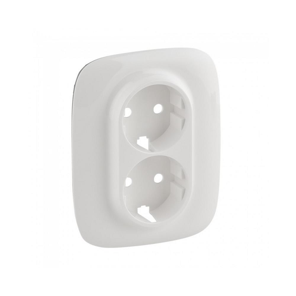 754955  Legrand Лицев панел Allure бял за двоен контакт шуко с детска защита