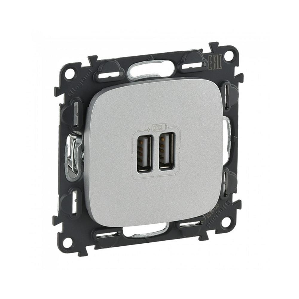 754997  Legrand Двоен USB порт Allure алуминий