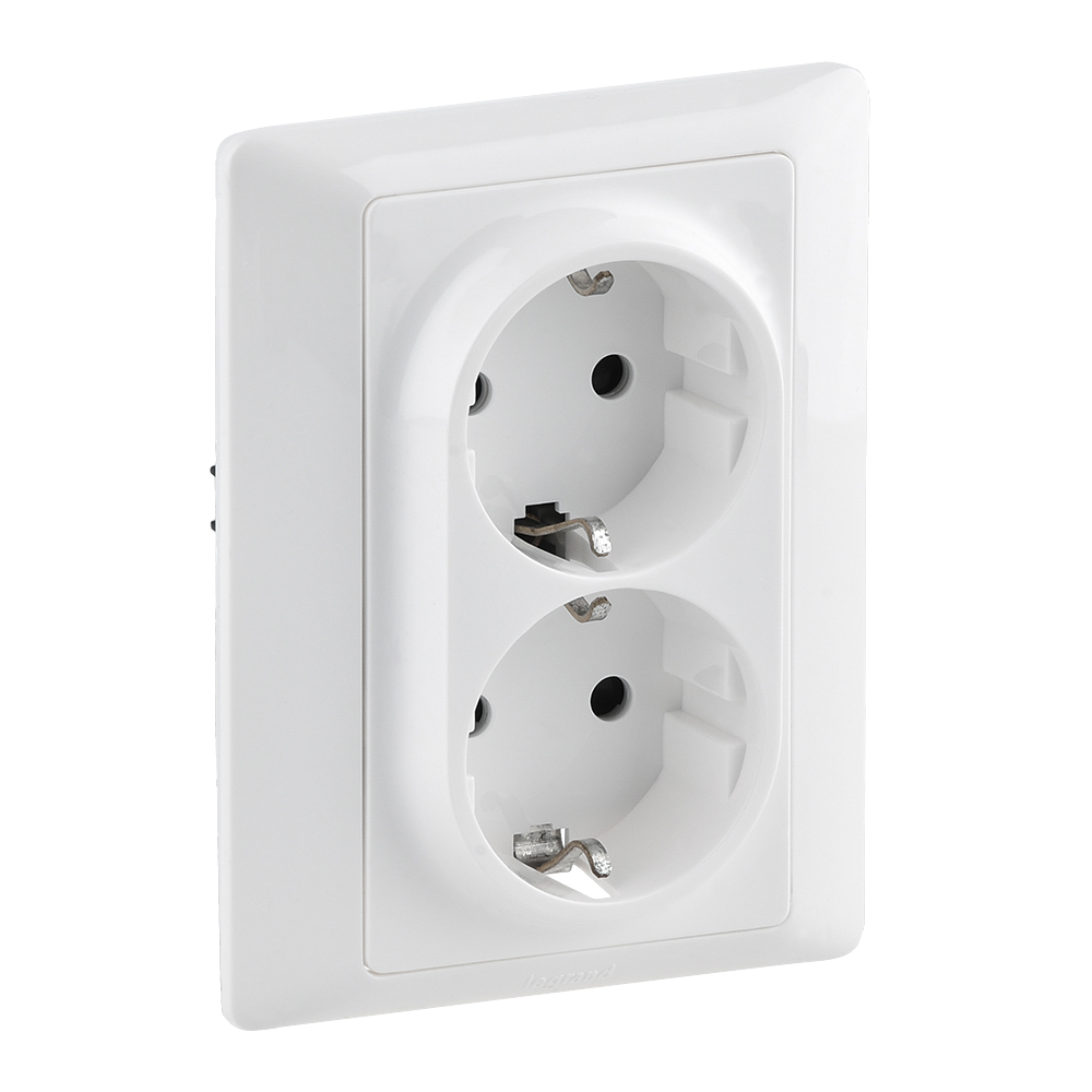 755702 Двоен контакт Valena Life с рамка 2X2P+E Schuko 16A, авт. клеми, бял, Legrand_small