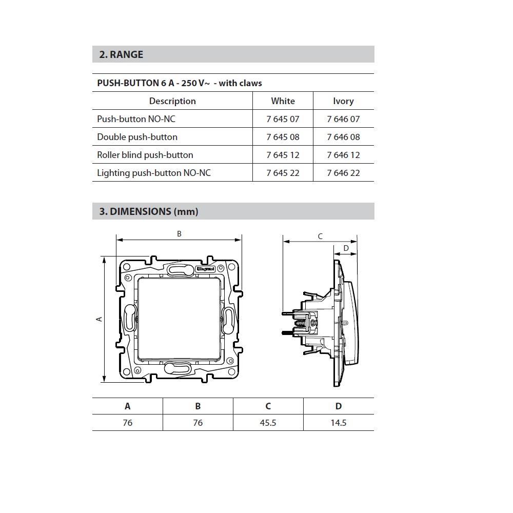 764522 Legrand  Бутон с индикатор 6А Niloe Бяло_small