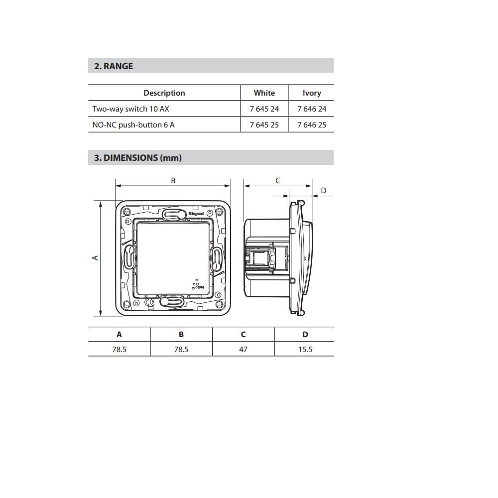 764515 Legrand Бутон влагозащитен 6А IP44 Niloe Бяло_small