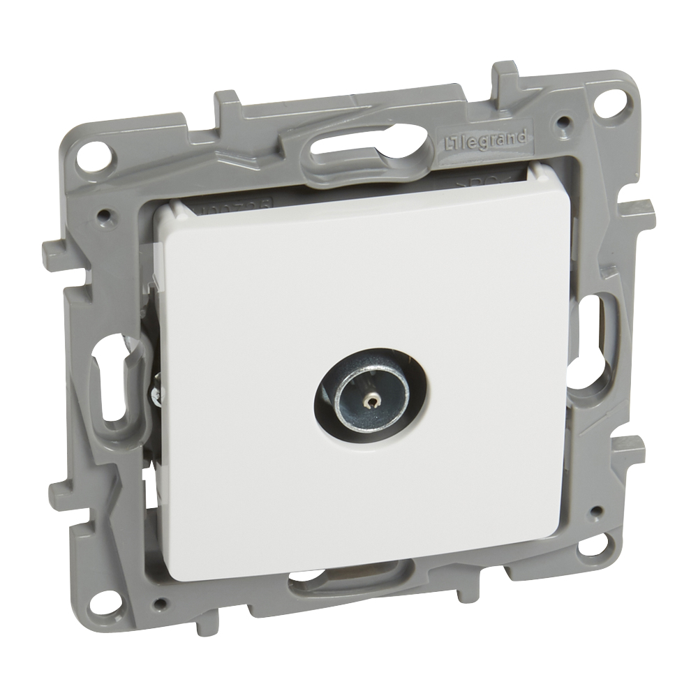 764551 TV розетка Niloe, M-конектор, затихване 1dB, бял, Legrand