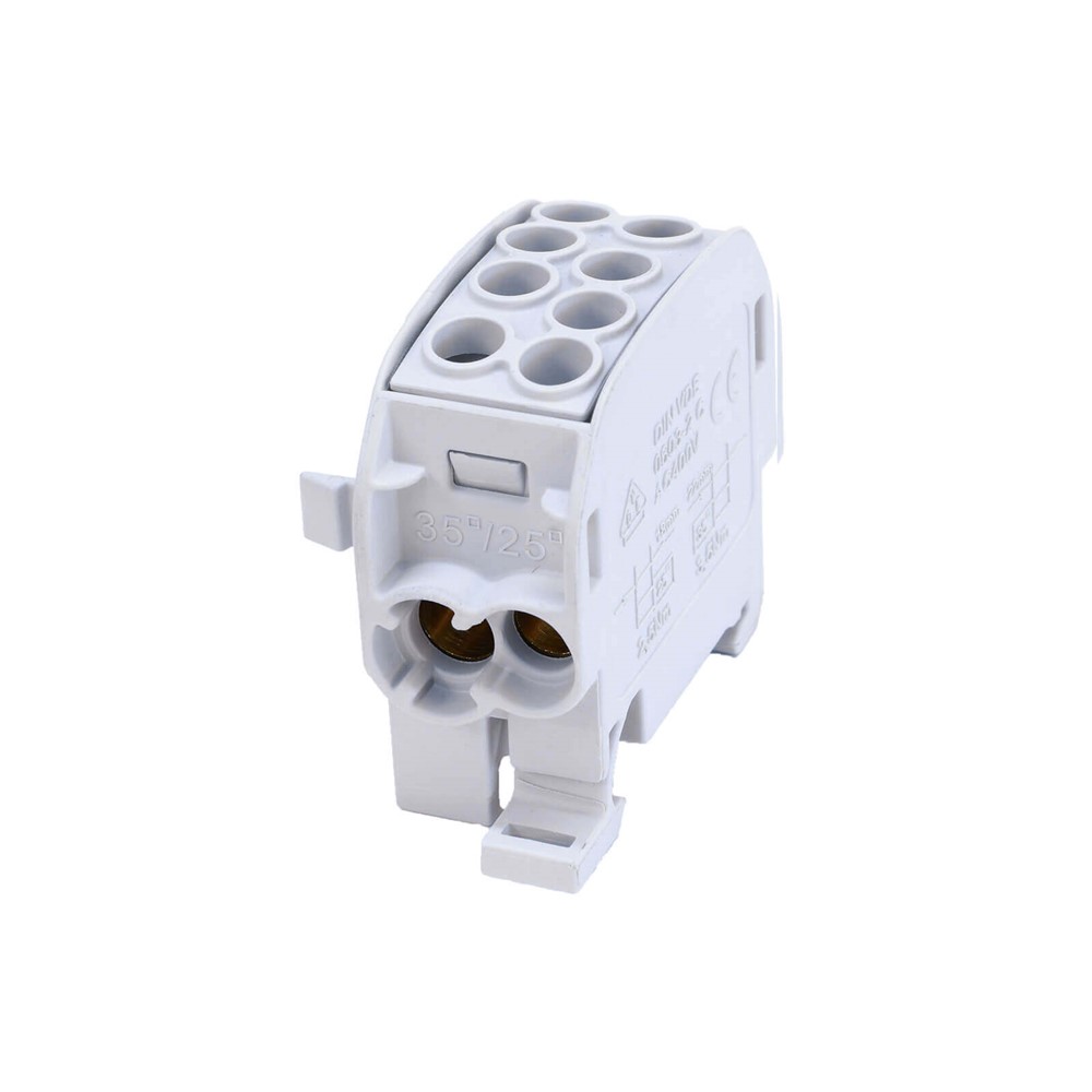 81504002 Дистрибуционен блок SCB 35, 1P, Cu/Cu, 2x (4-35, 2.5-25, 1.5-16) мм², grey, Simet