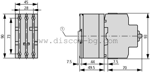 082881 CL-PKZ0 - Ограничител на тока 3P, 63A, 400VAC/100kA, 690VAC/10kA, за PKZ0(4), PKE_small