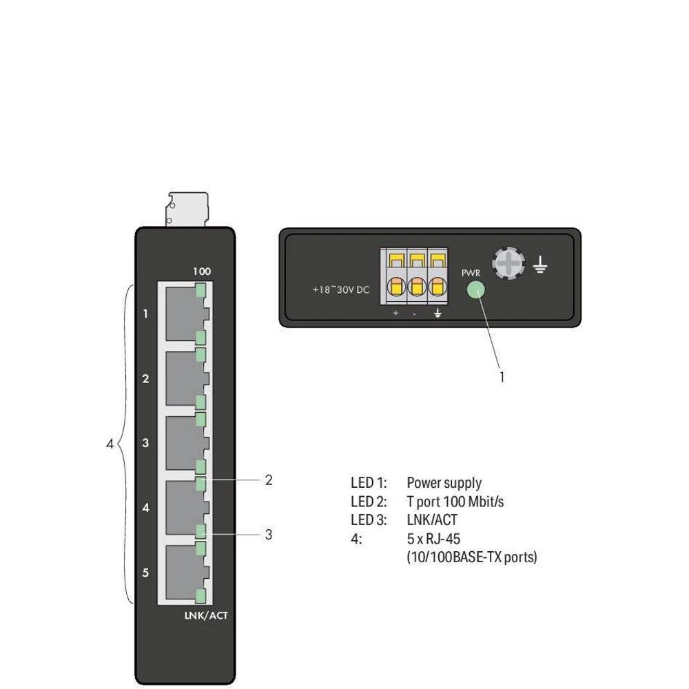 852-111 Индустриален комутатор ECO; 5 порта 100Base-TX; черен Wago_small