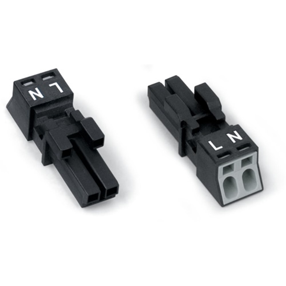 890-202 Коектор женски WINSTA Mini, 2Р, 16A, черен, Wago