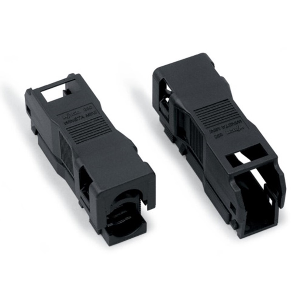 890-502 Корпус за облекчаване на опън WINSTA Mini, 2P, със заключваща скоба, черен, Wago_small