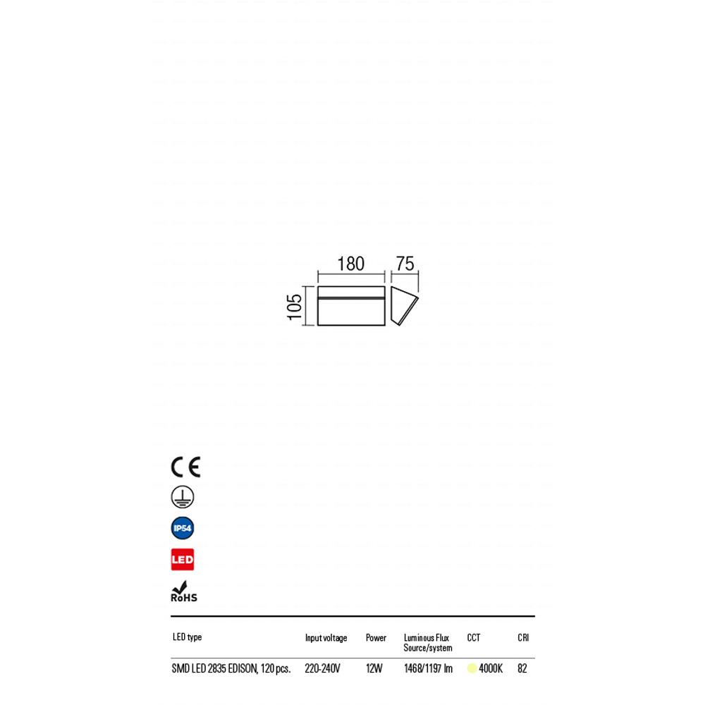 90016 TOKYO LED SMD 12W IP54 DG 4000K Аплик, Redo_small