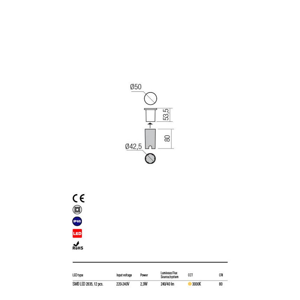 90042 XPI INCAS LED SMD 2.3W IP65 SW 3000K Спот, Redo_small