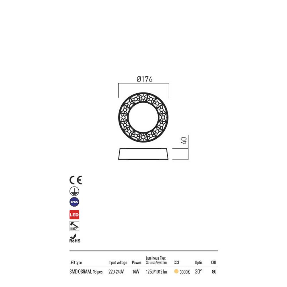 90265 OKU LED SMD 14W IP65 SW 3000K Плафон, Redo_small