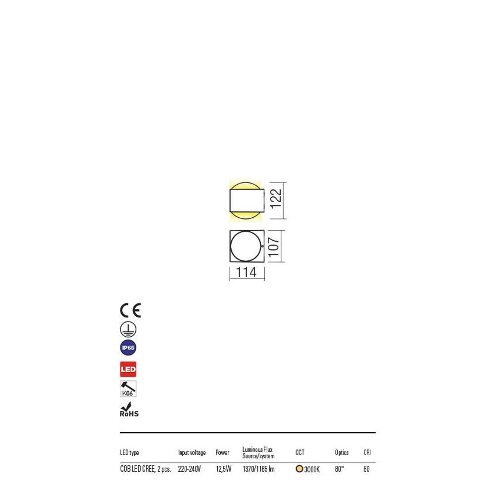 90276 ARI LED COB 12.5W IP65 DG 3000K Аплик, Redo_small