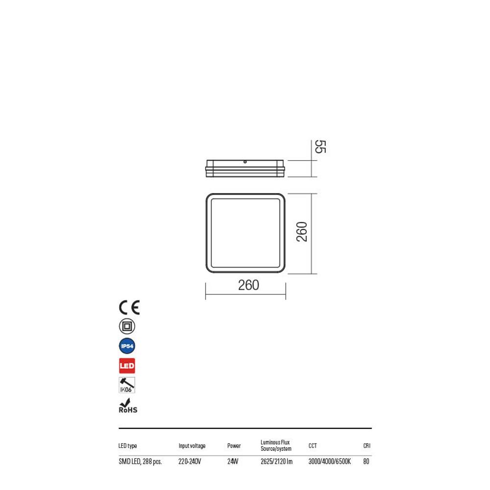 90292 ISOLA LED 24W IP54 DG 3000K/6500K Плафон, Redo_small