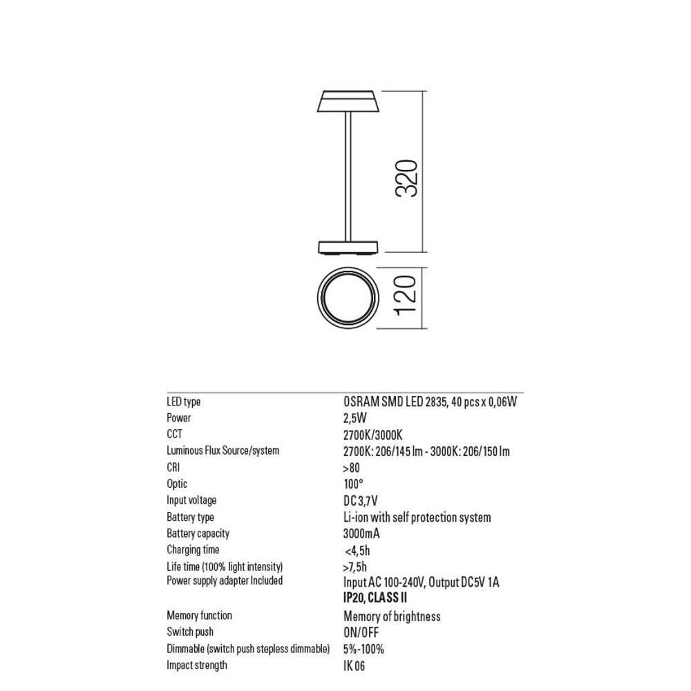 90310 Градинска настолна лампа Iluna, SMD LED 2.5W IP65 2700/3000K, цвят Mat blue, Redo_small
