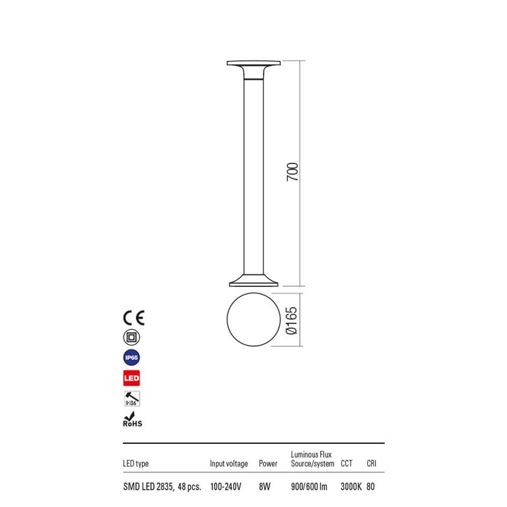90374 AURA ST H70 LED 8W IP65 DG 3000K Осветително тяло, Redo_small