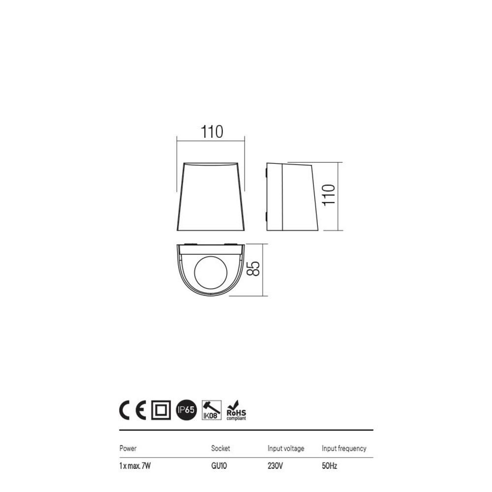 90456 TRON AP GU10 1x7W IP65 DG Аплик, Redo_small