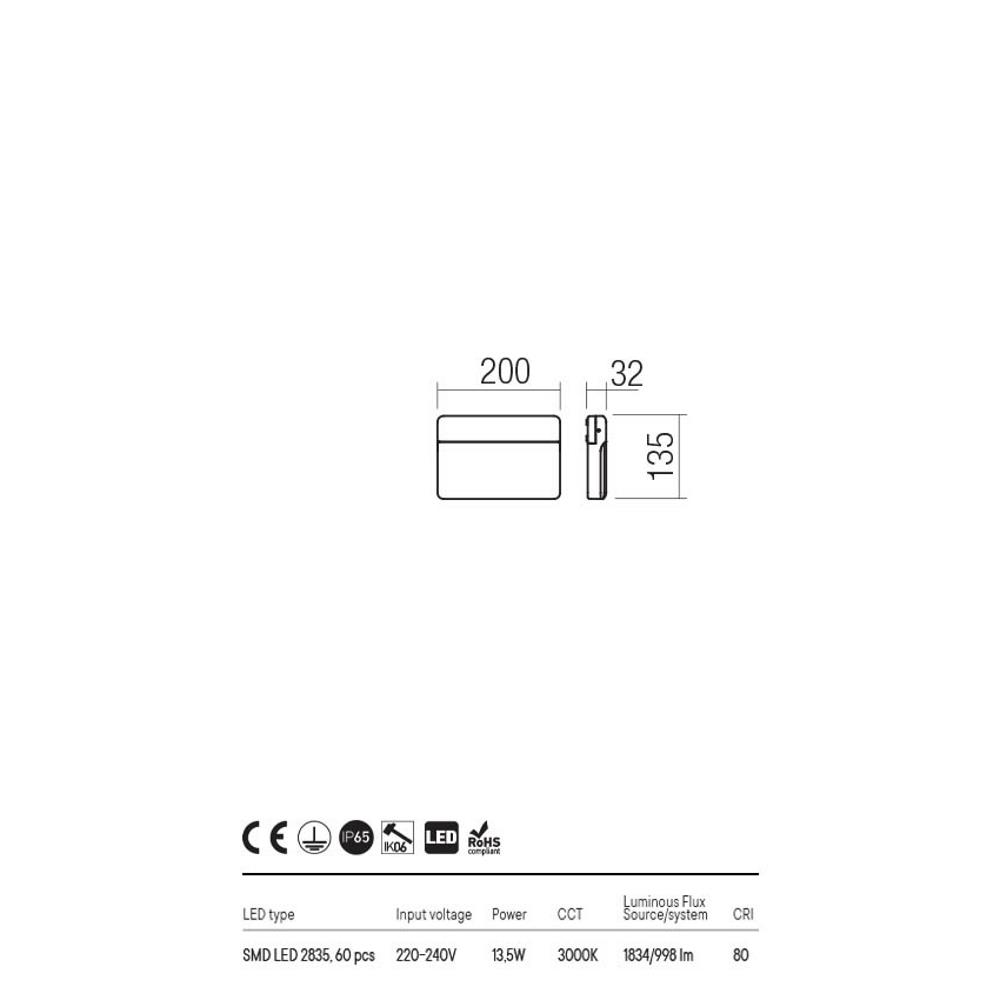 90470 CIVIC AP LED SMD 13W IP65 MWH3000K Аплик, Redo_small