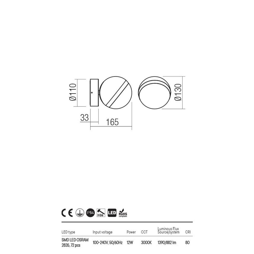 90555 MAGNUS AP LED 12W IP54 DG 3000K Аплик, Redo_small