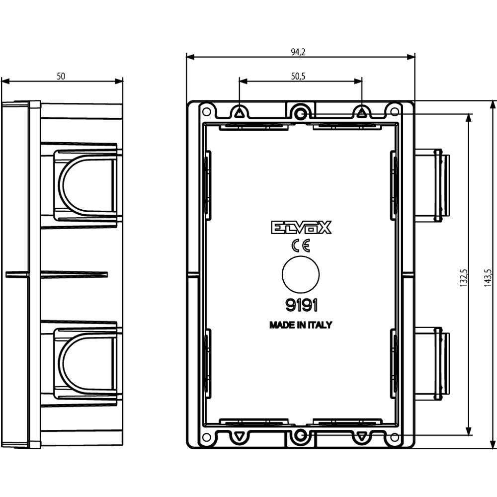9191 Конзола за входен панел за вграждане 1 модул 94х143х50 мм_small